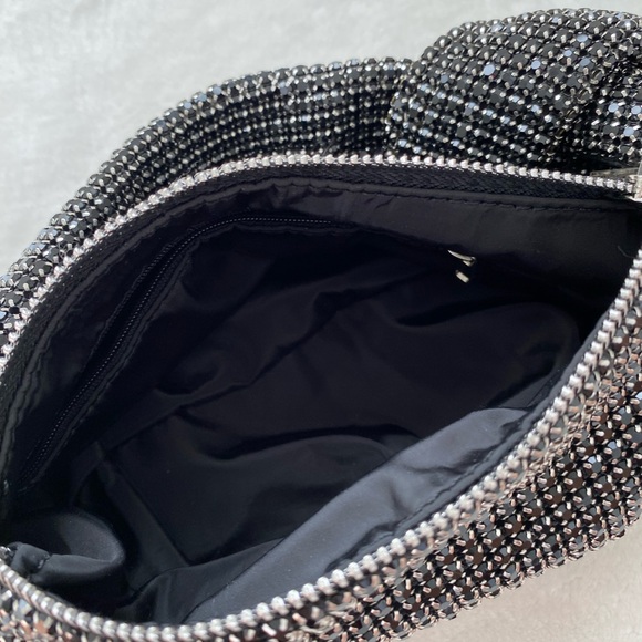 Black Rhinstone Knotted Handle Sparkle Shoulder Bag - Picture 10 of 11